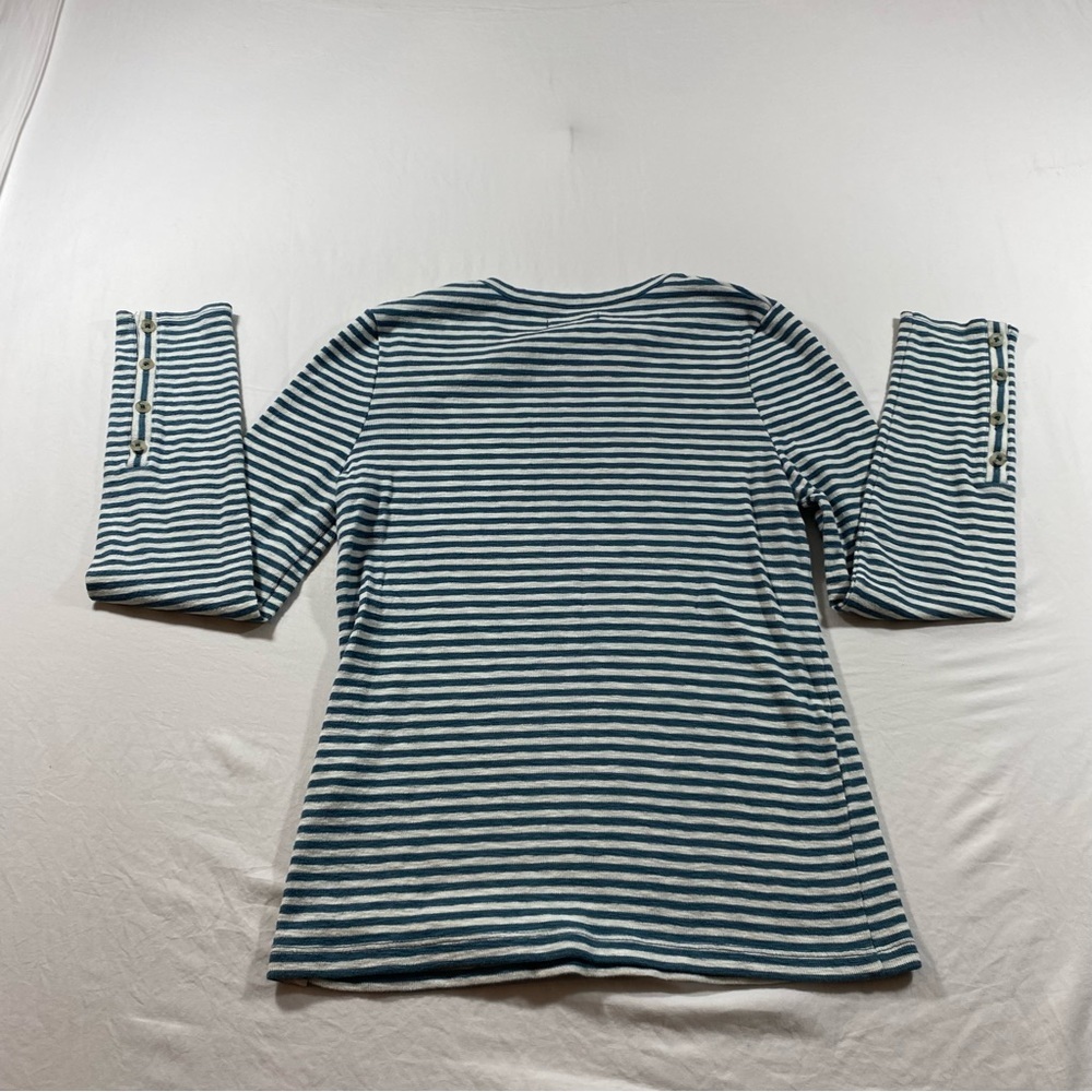 Madewell Top Shirt Woman’s Small Crew Neck Striped Shirt Long Sleeve Button Cuff